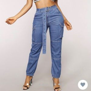 Denim joggers w/ detachable belt ON HOLD DON’T BUY